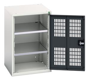 verso ventilated door cupboard with 2 shelves. WxDxH: 525x550x800mm. RAL 7035/5010 or selected Bott Verso Ventilated door Tool Cupboards Cupboard with shelves